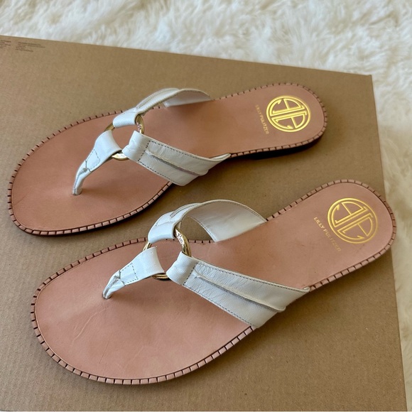 Lilly Pulitzer Mckim Women’s White Leather Sandals Size: 8.5 - Picture 3 of 11